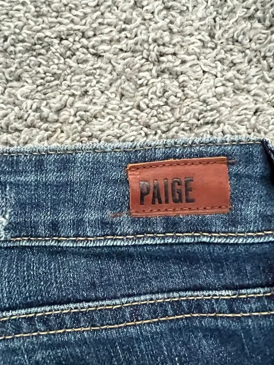 Paige Jimmy Jimmy Distressed Medium Blue Crop Stretch Denim Jeans - Size 28 - Picture 4 of 13
